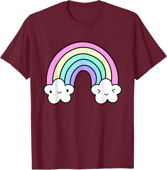Kawaii Rainbow Clothes Pastel Aesthetic Cute Harajuku T-Shirt - T-Shirt | Maroon