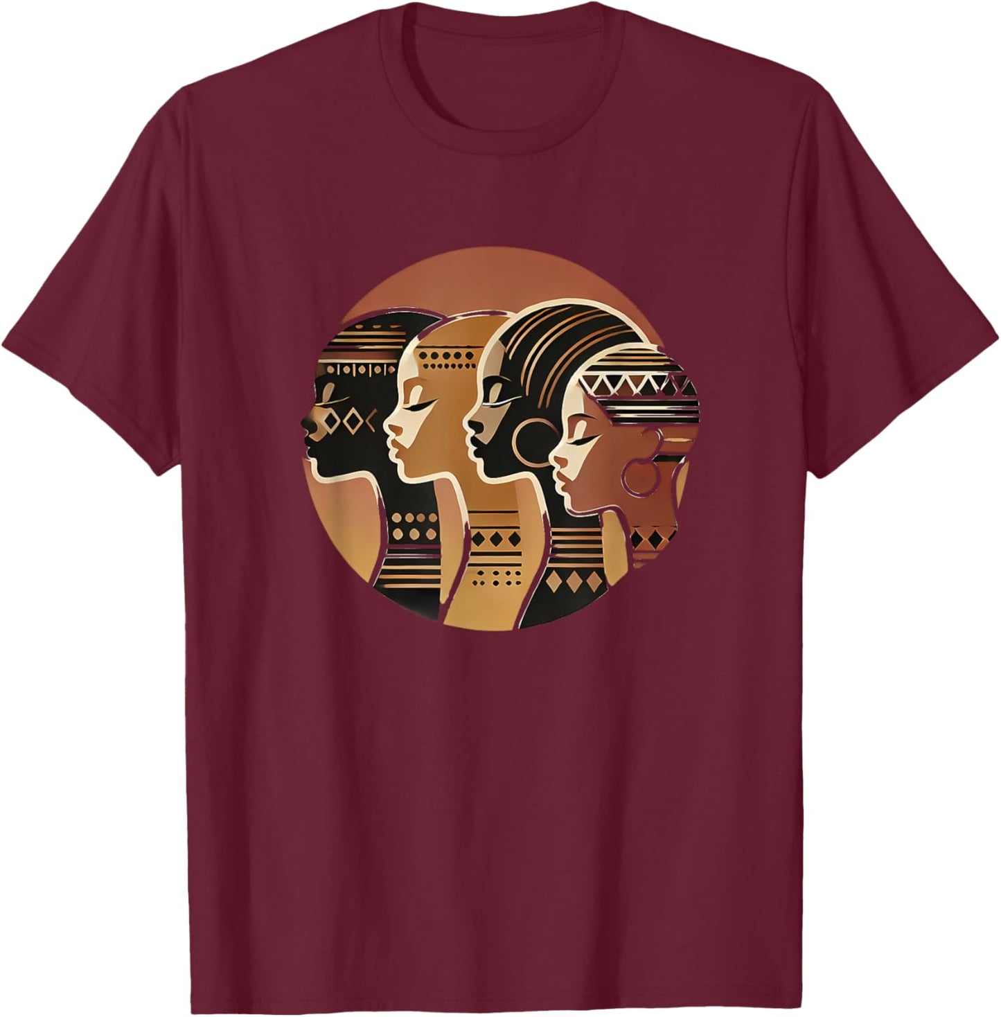 African Design with Faces, Love Africa T-Shirt - T-Shirt | Maroon