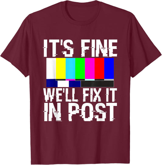 Funny Retro Vintage Filmmaker Fix it In Post T-Shirt - T-Shirt | Maroon