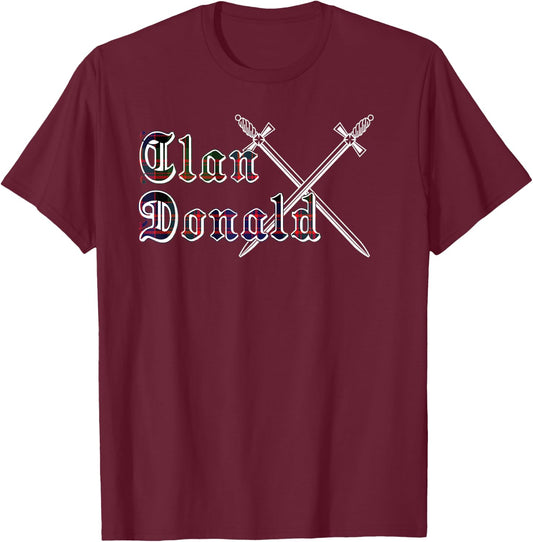 Clan Donald surname last name Scottish Tartan T-Shirt - T-Shirt | Maroon