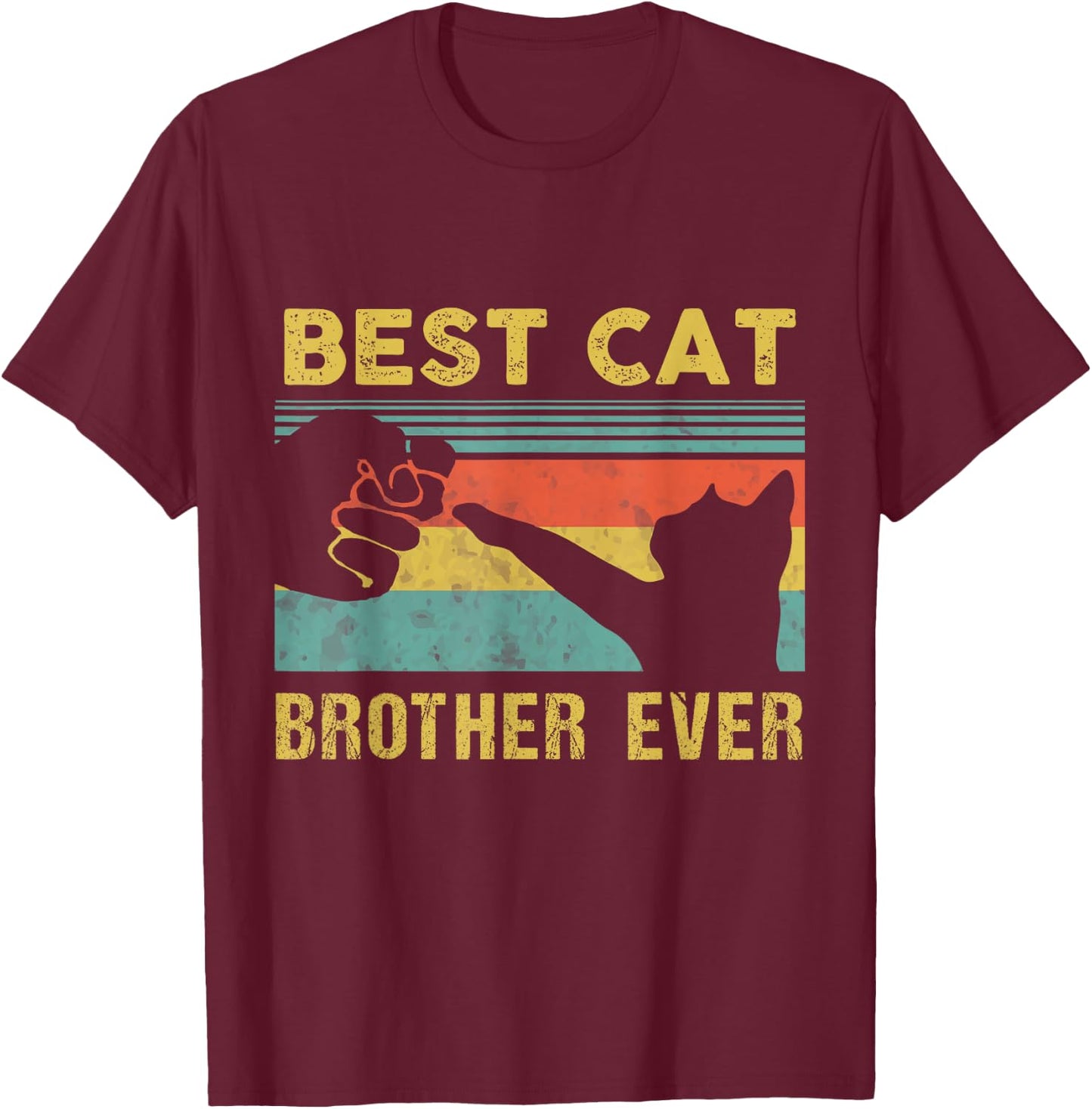 Best Cat Brother Ever Vintage Cats Happy Father's Day T-Shirt - T-Shirt | Maroon