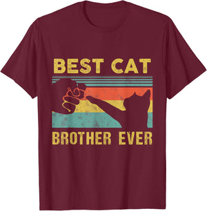Best Cat Brother Ever Vintage Cats Happy Father's Day T-Shirt - T-Shirt | Maroon