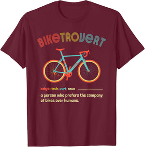 Gravel Bike Biketrovert Funny Cycling Quote Introvert Humor T-Shirt - T-Shirt | Maroon