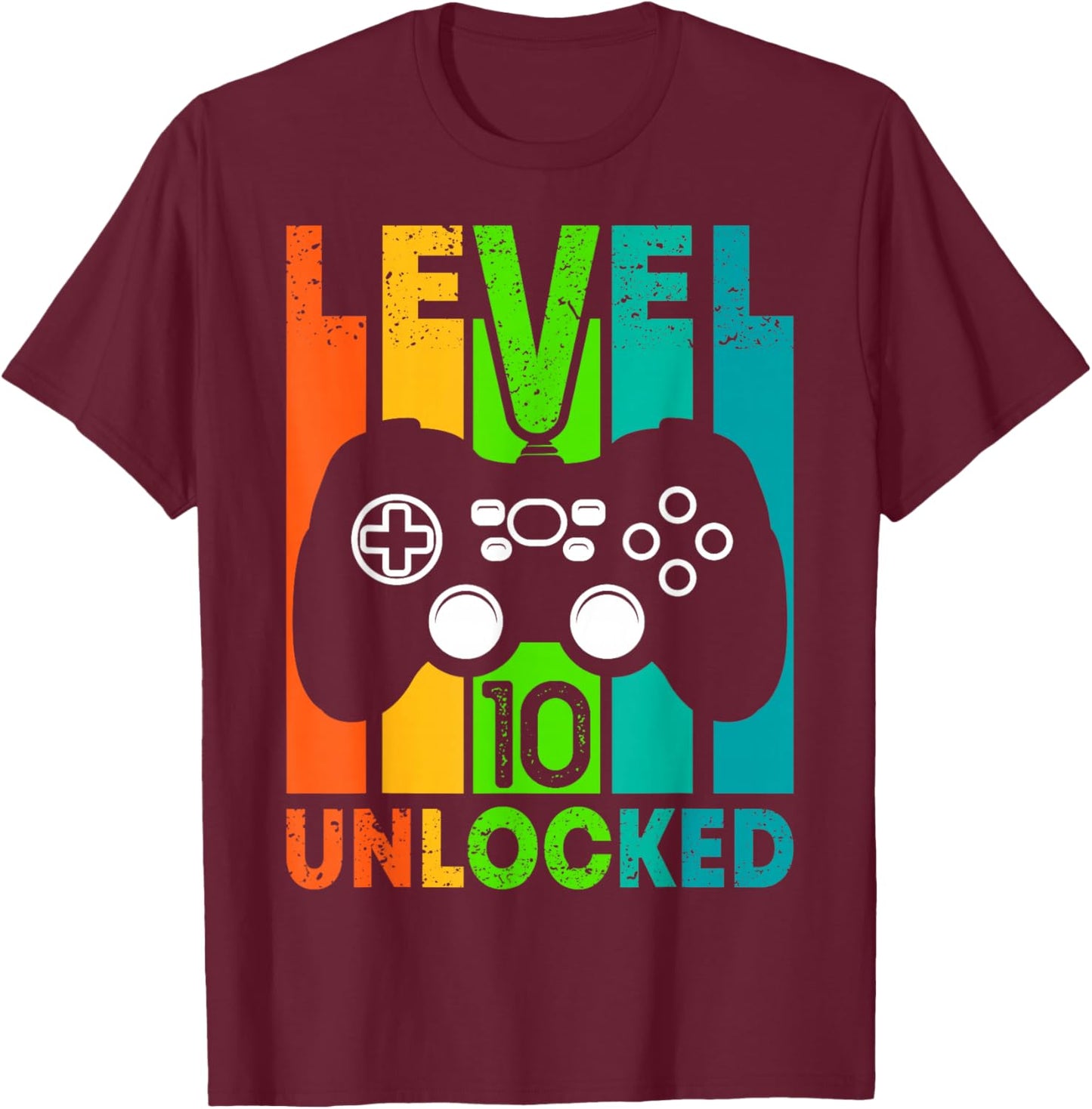 Birthday Gamer Boy or Gamer Girl - Level 10 Unlocked T-Shirt - T-Shirt | Maroon