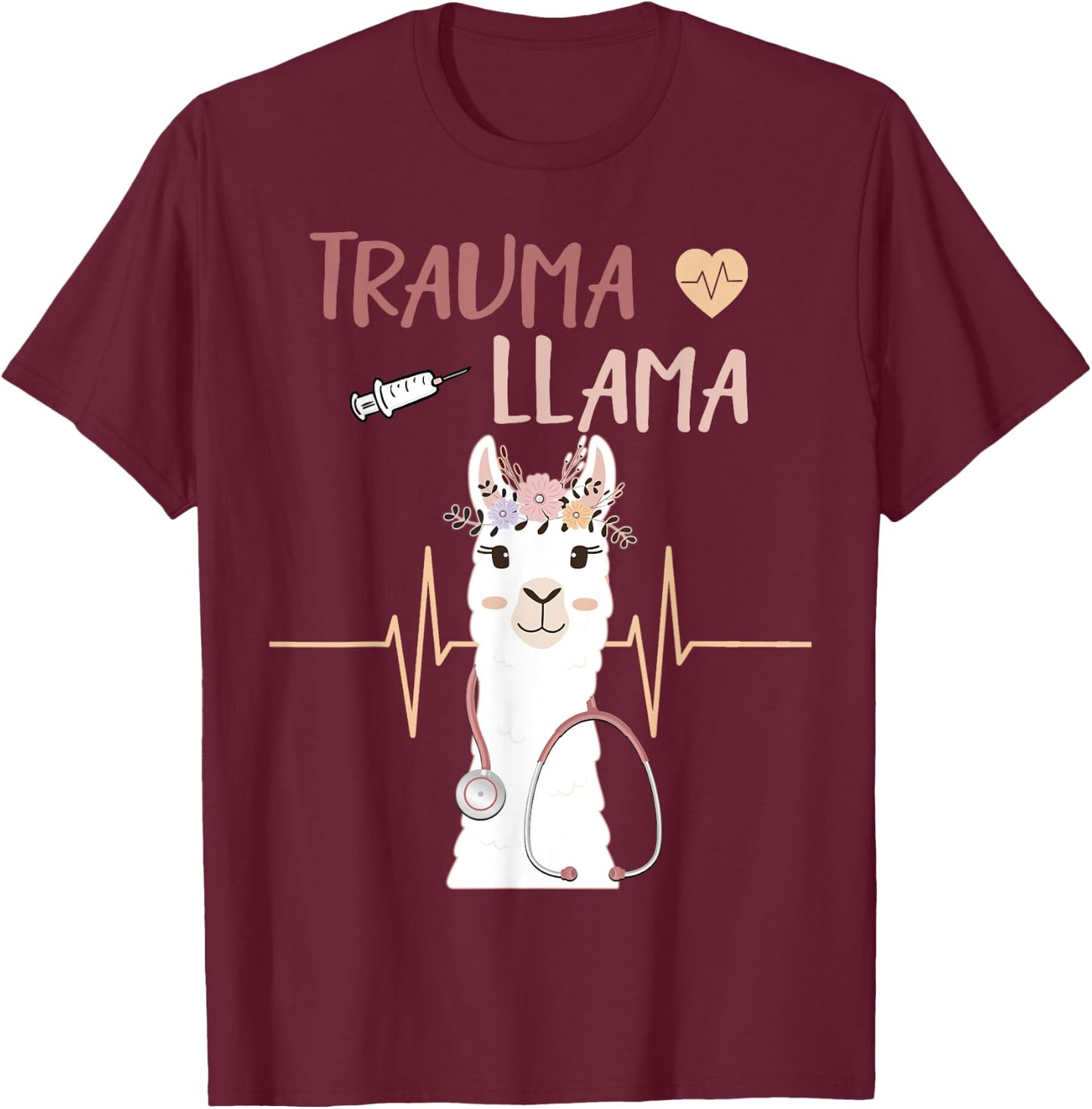 Trauma Llama Nurse EMT Paramedic Nursing Alpaca Gift T-Shirt - T-Shirt | Maroon