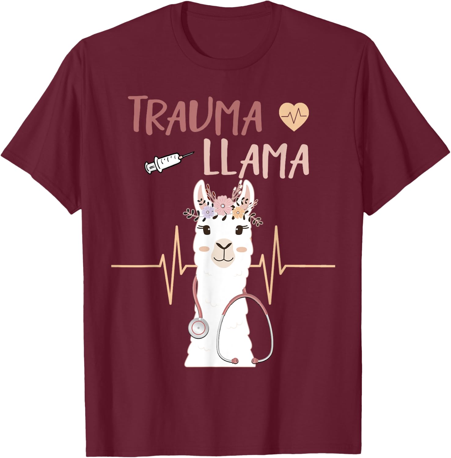 Trauma Llama Nurse EMT Paramedic Nursing Alpaca Gift T-Shirt - T-Shirt | Maroon