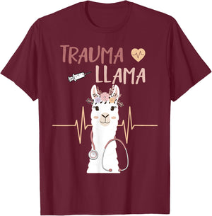 Trauma Llama Nurse EMT Paramedic Nursing Alpaca Gift T-Shirt - T-Shirt | Maroon