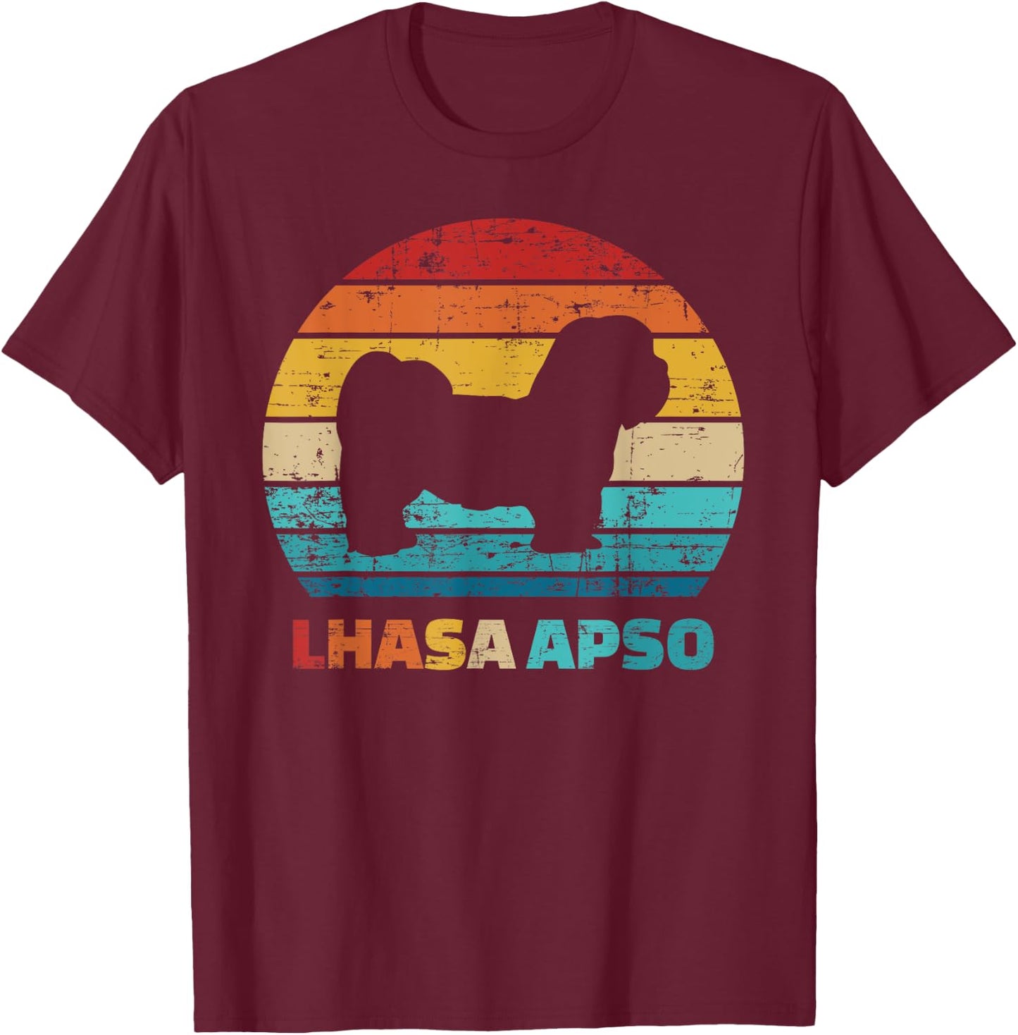 Lhasa Apso vintage retro T-Shirt - T-Shirt | Maroon