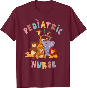 Pediatric Nurse PEDS Nursing Appreciation Pediatric Animal T-Shirt - T-Shirt | Maroon
