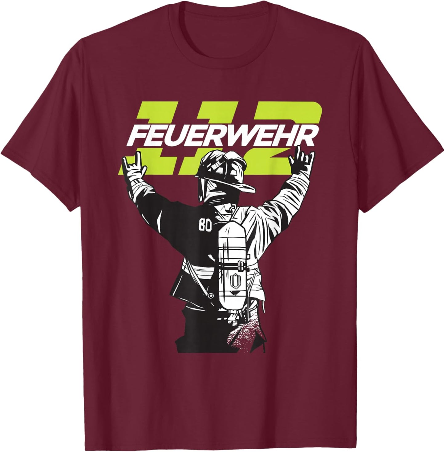 Feuerwehr Retten, Löschen, Bergen, Schützen 112 Herren Mann T-Shirt - T-Shirt | Maroon