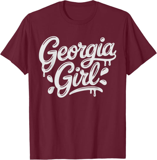 Georgia Girl State Grunge Local GA Girls T-Shirt - T-Shirt | Maroon
