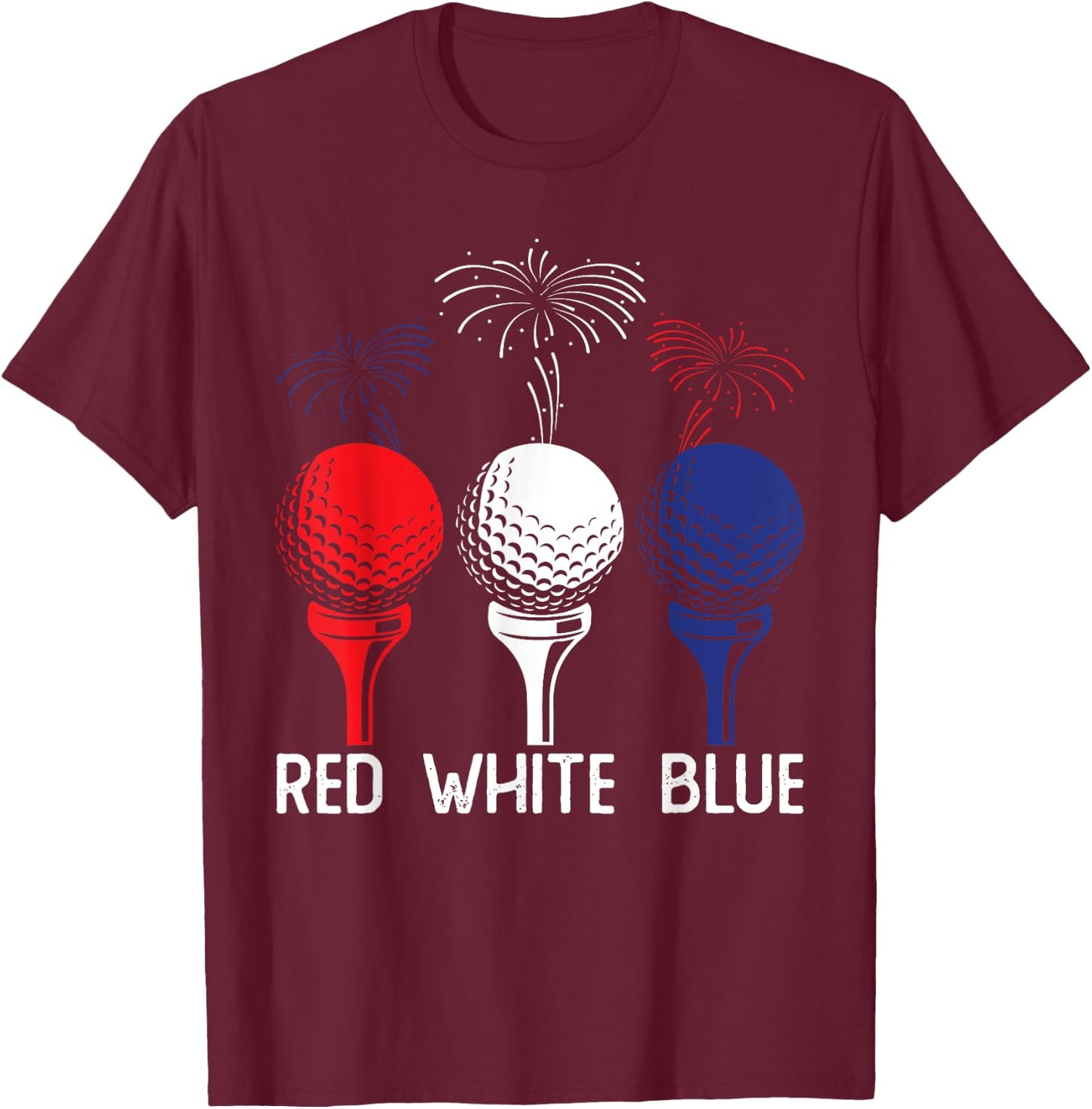 Golf Red White Blue Us Flag Patriotic 4th Of July Men T-Shirt - T-Shirt | Maroon