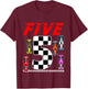 Kids Race Car Party 5 Five Year Old 5th Birthday Car Racing Theme T-Shirt - T-Shirt | Maroon