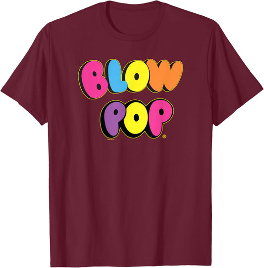 Charms Blow Pop Colorful Letters Text Logo T-Shirt - T-Shirt | Maroon