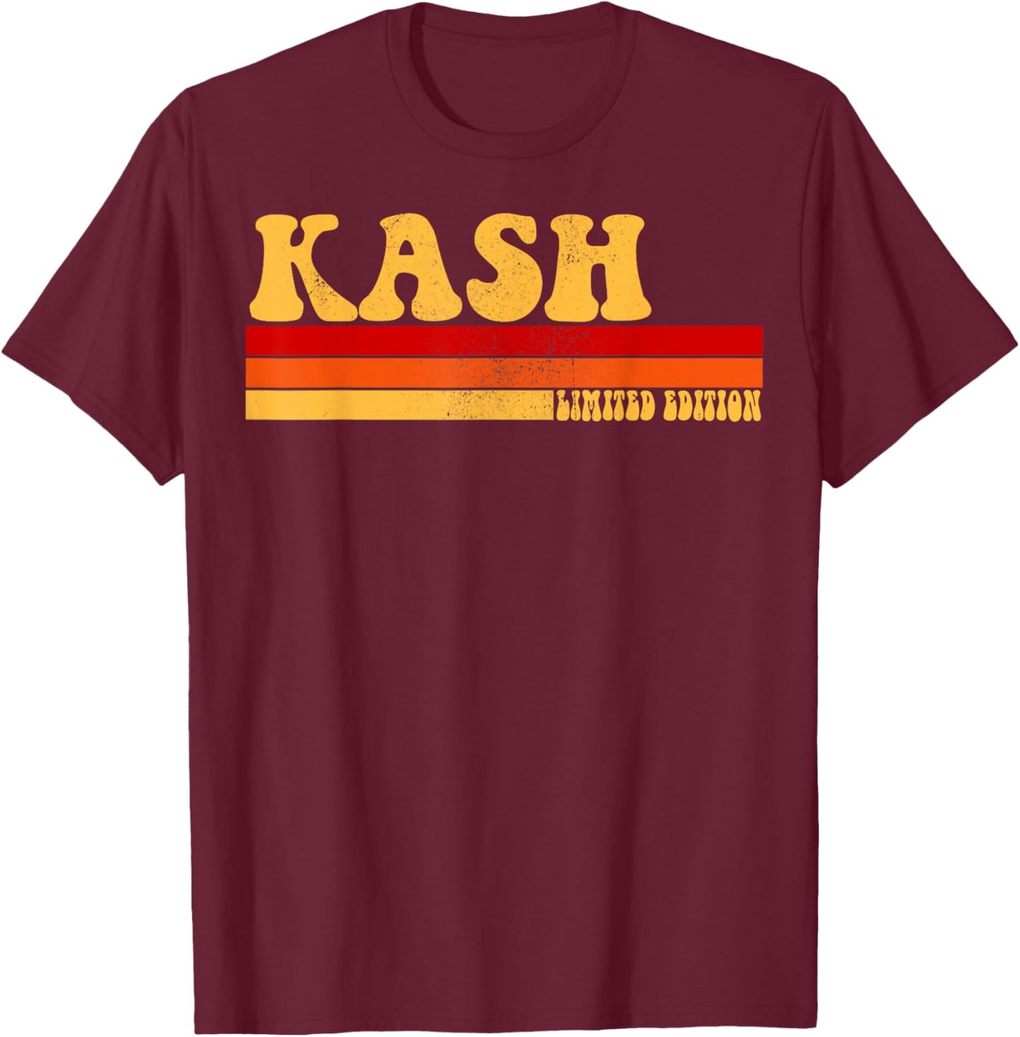AmaStyle Co. KASH Name Personalized Idea Men Retro Vintage KASH , Small, Black T-Shirt - T-Shirt | Maroon