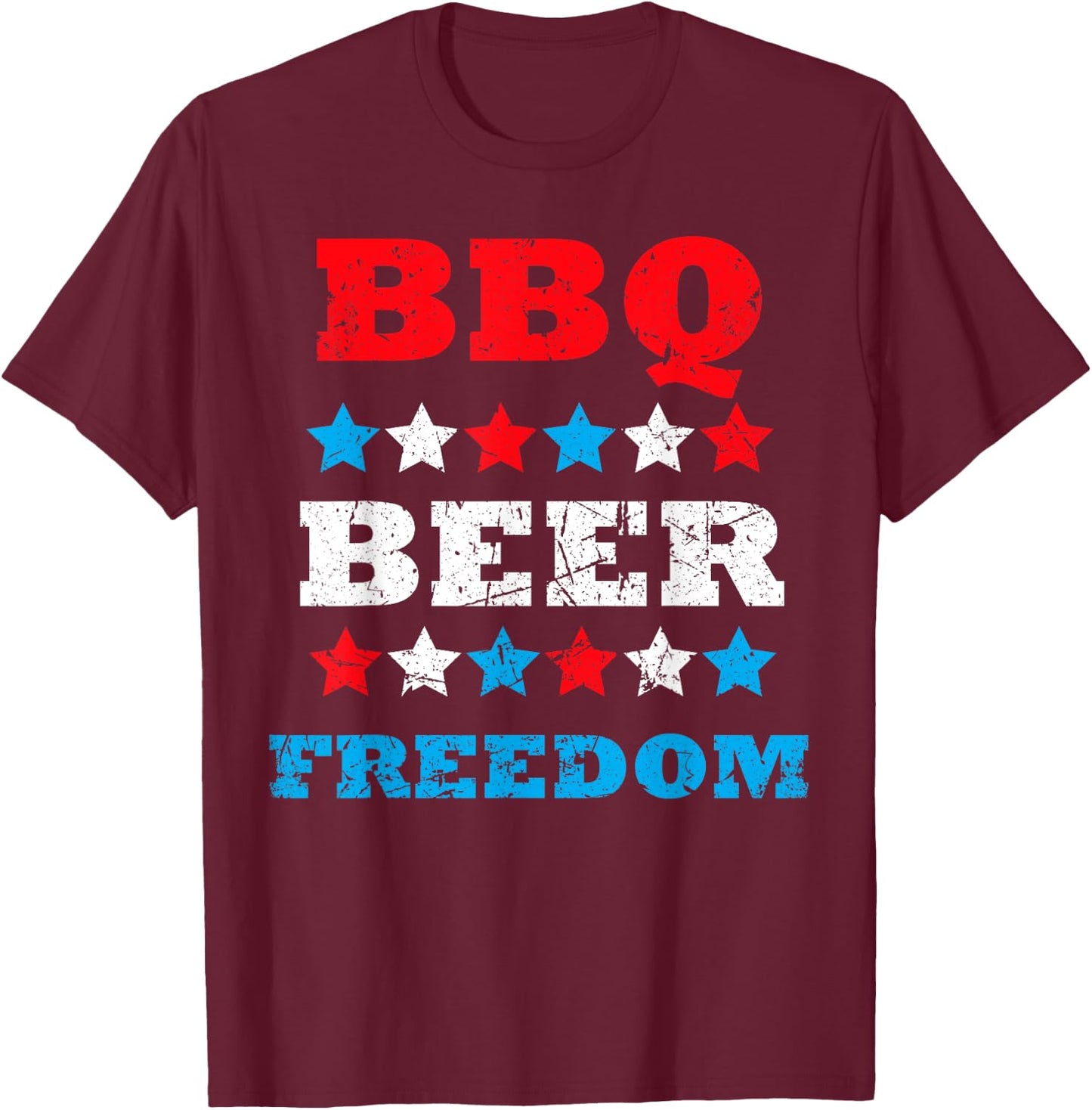 BBQ Beer Freedom T-Shirt - T-Shirt | Maroon