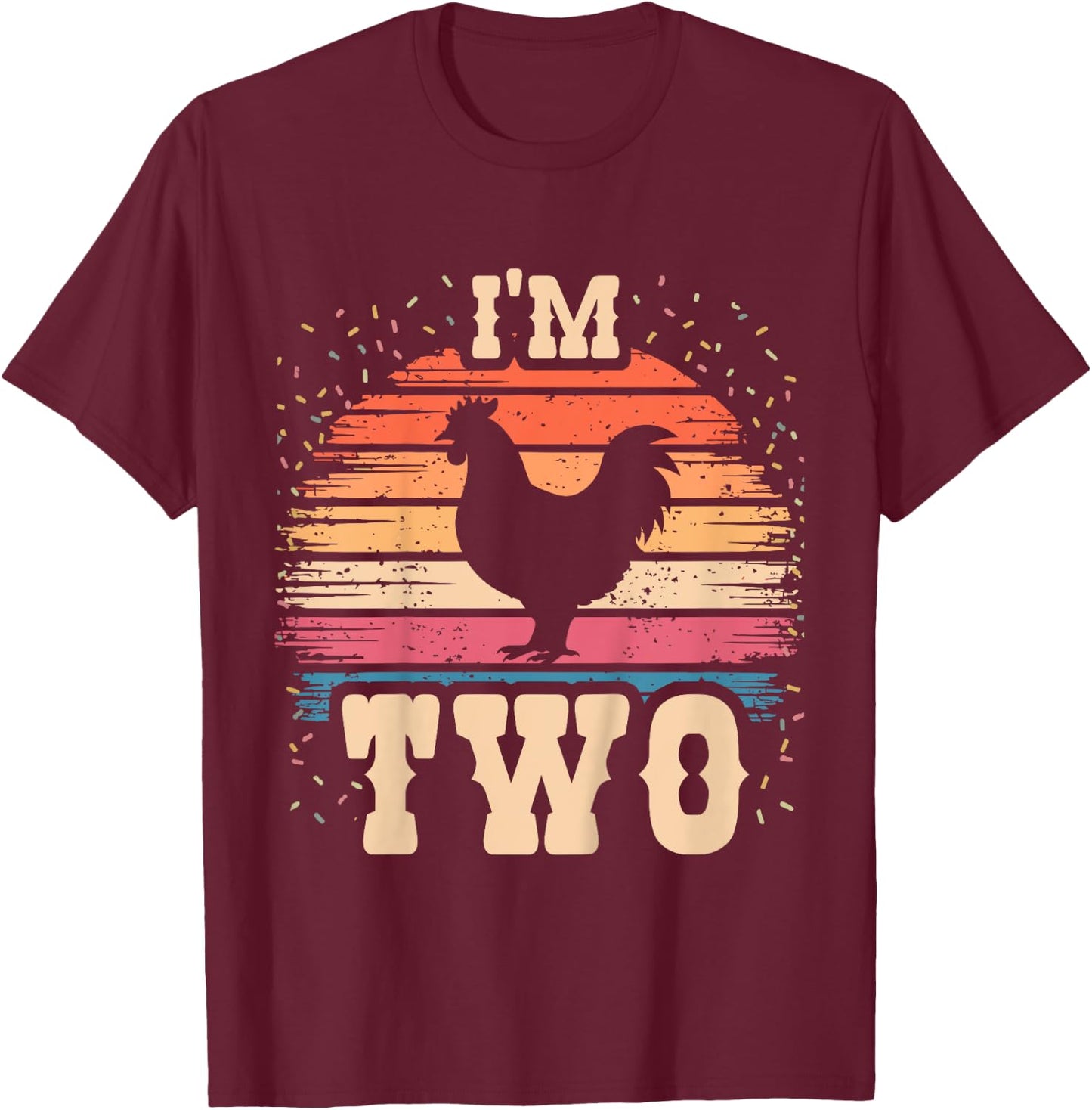 Chicken 2 Year Old Birthday Boy Girl 2nd Chicken Birthday T-Shirt - T-Shirt | Maroon