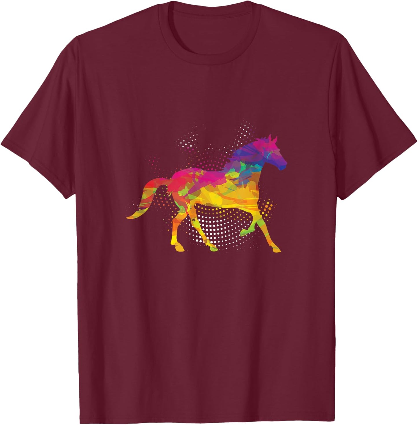 Horse Lover Equestrian Horse Jockey Fan Polygon Animal Lover T-Shirt - T-Shirt | Maroon