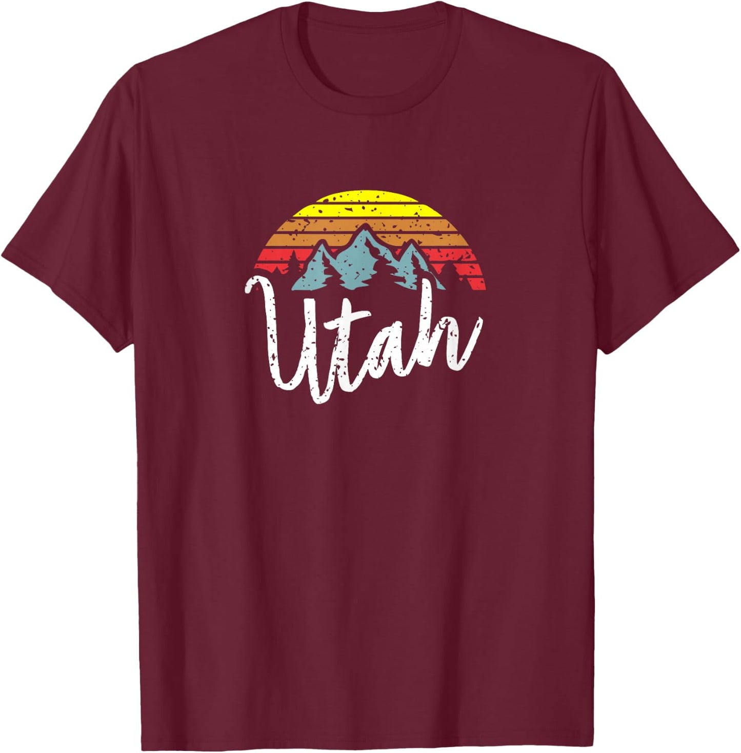 Utah Retro Eighties Style Mountains Design, Great Gift T-Shirt - T-Shirt | Maroon