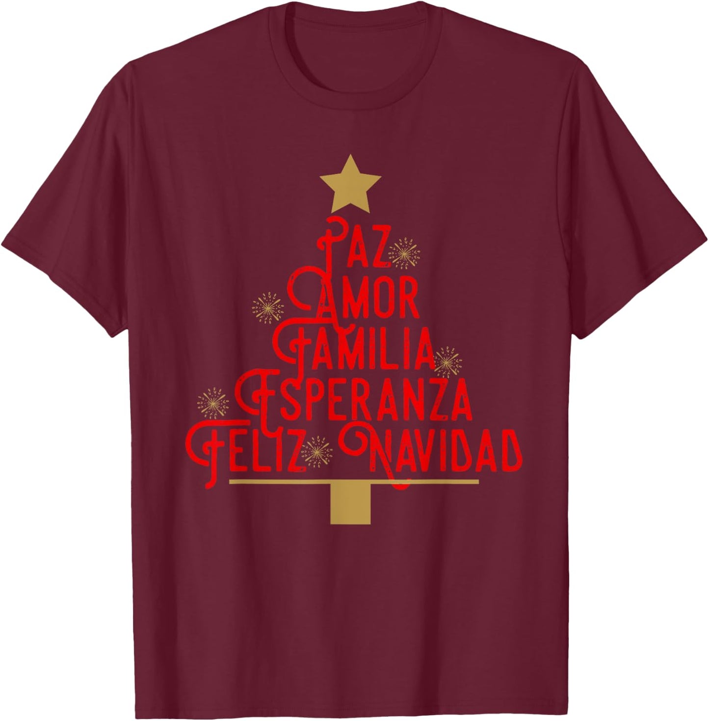 Feliz Navidad Familia Spanish Christmas T-Shirt - T-Shirt | Maroon