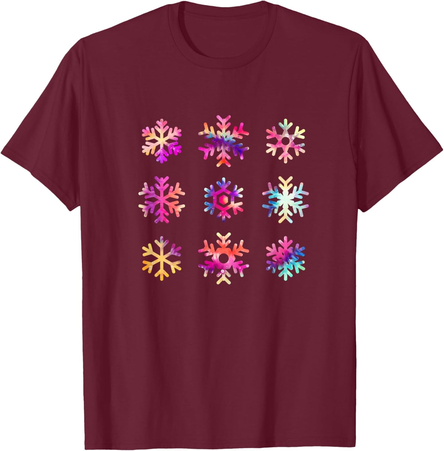 Tie Dye Snowflakes Christmas Hippy Costume T-Shirt - T-Shirt | Maroon