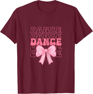 Cute Dance Coquette Bow Kids Girls Ballet Dancing T-Shirt - T-Shirt | Maroon
