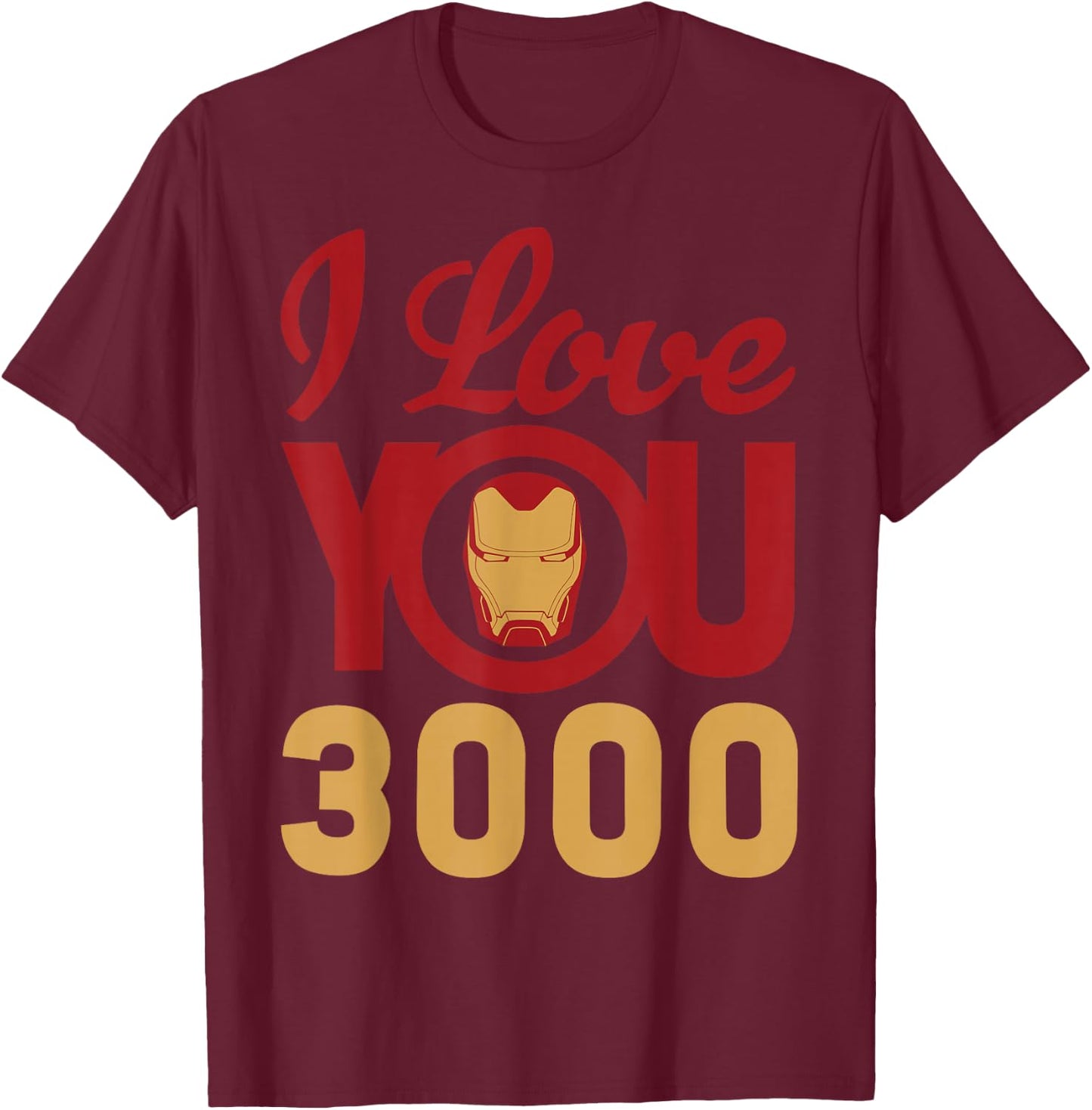 Marvel Avengers Endgame Iron Man I Love You 3000 Helmet Logo T-Shirt - T-Shirt | Maroon