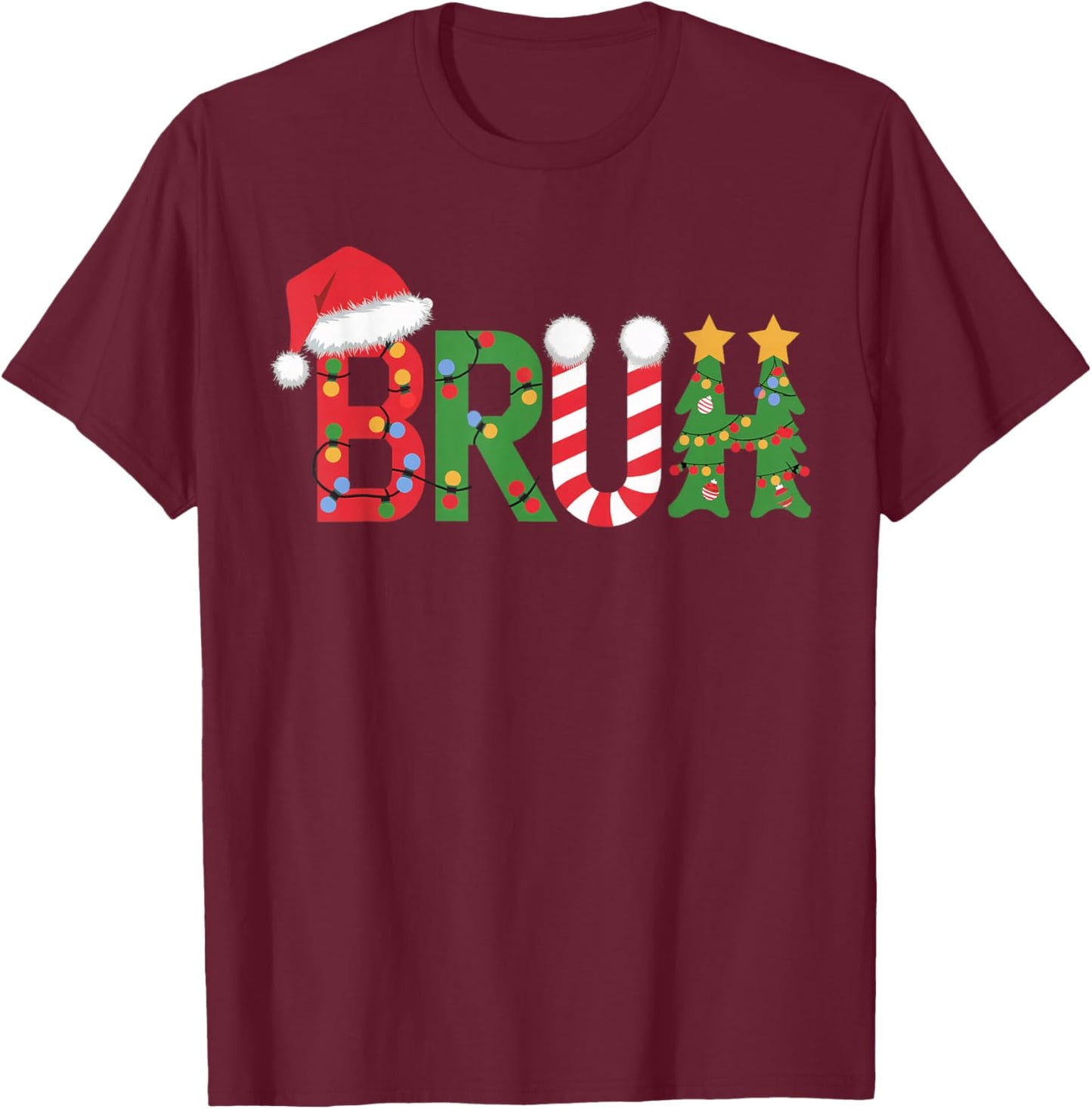 Christmas Shirts for Kids Boys Bruh Funny Christmas Women T-Shirt - T-Shirt | Maroon