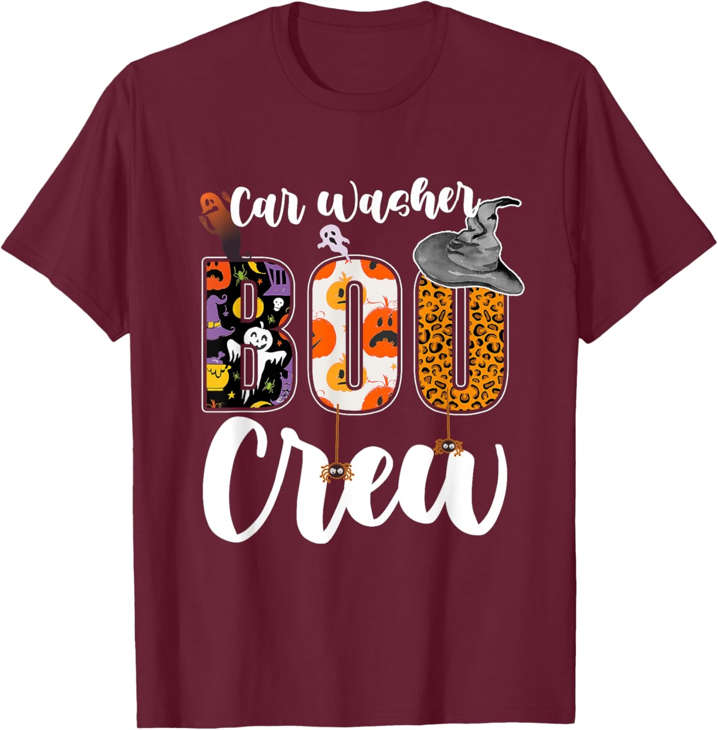 Car Washer Boo Crew Halloween Matching Carwash T-Shirt - T-Shirt | Maroon