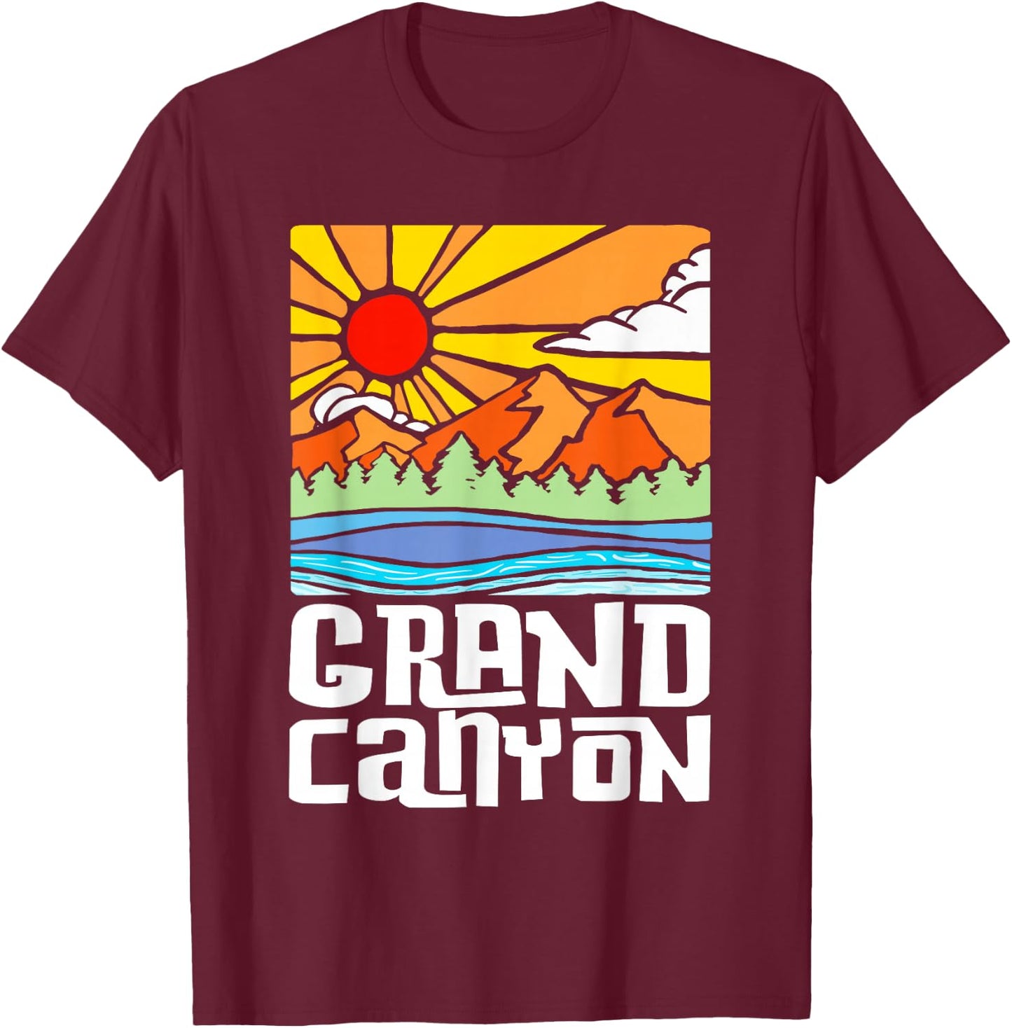 Grand Canyon National Park Artistic Nature & Mountains T-Shirt - T-Shirt | Maroon