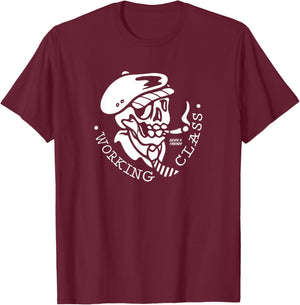 Punks & Skins Ltd Working Class - Men's Music - Black - Small - - Short Sleeve - Classic Fit - Letter Print T-Shirt - T-Shirt | Maroon