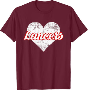 Lakewood Lancers Over Heart T-Shirt - T-Shirt | Maroon