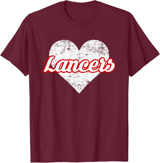 Lakewood Lancers Over Heart T-Shirt - T-Shirt | Maroon