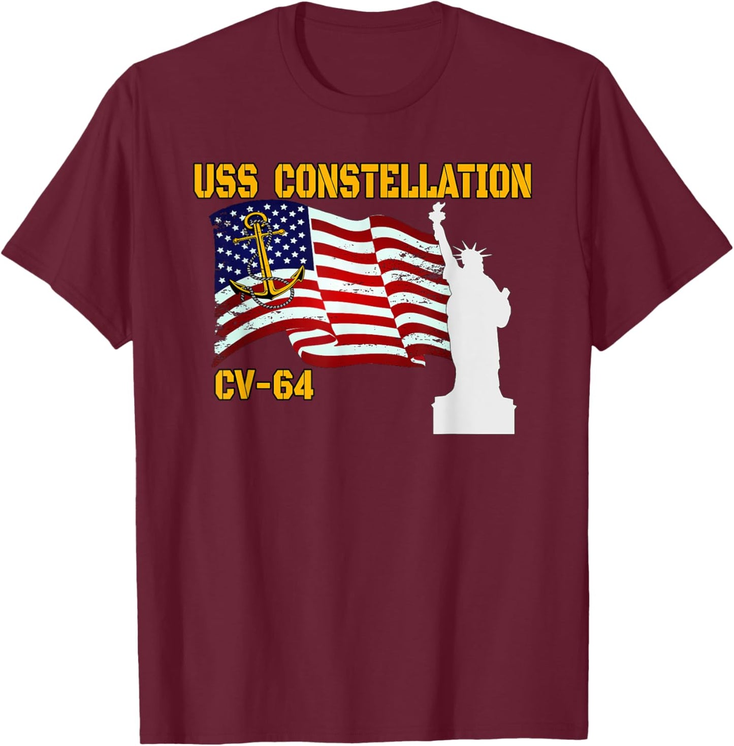 Aircraft Carrier USS Constellation Veterans Father Grandpa T-Shirt - T-Shirt | Maroon