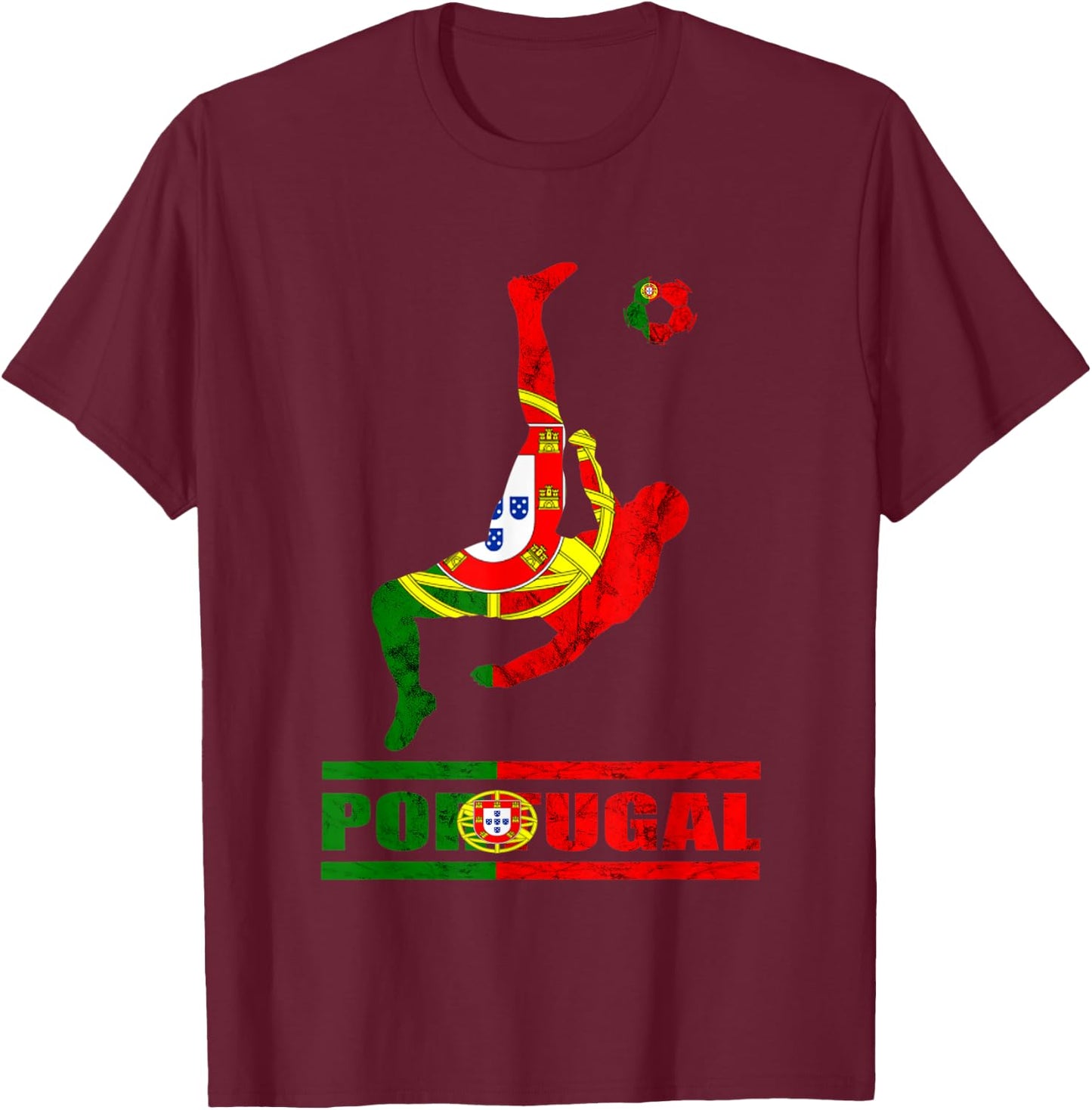 Portugal Futebol Portuguese Flag Portuguese Soccer Player T-Shirt - T-Shirt | Maroon
