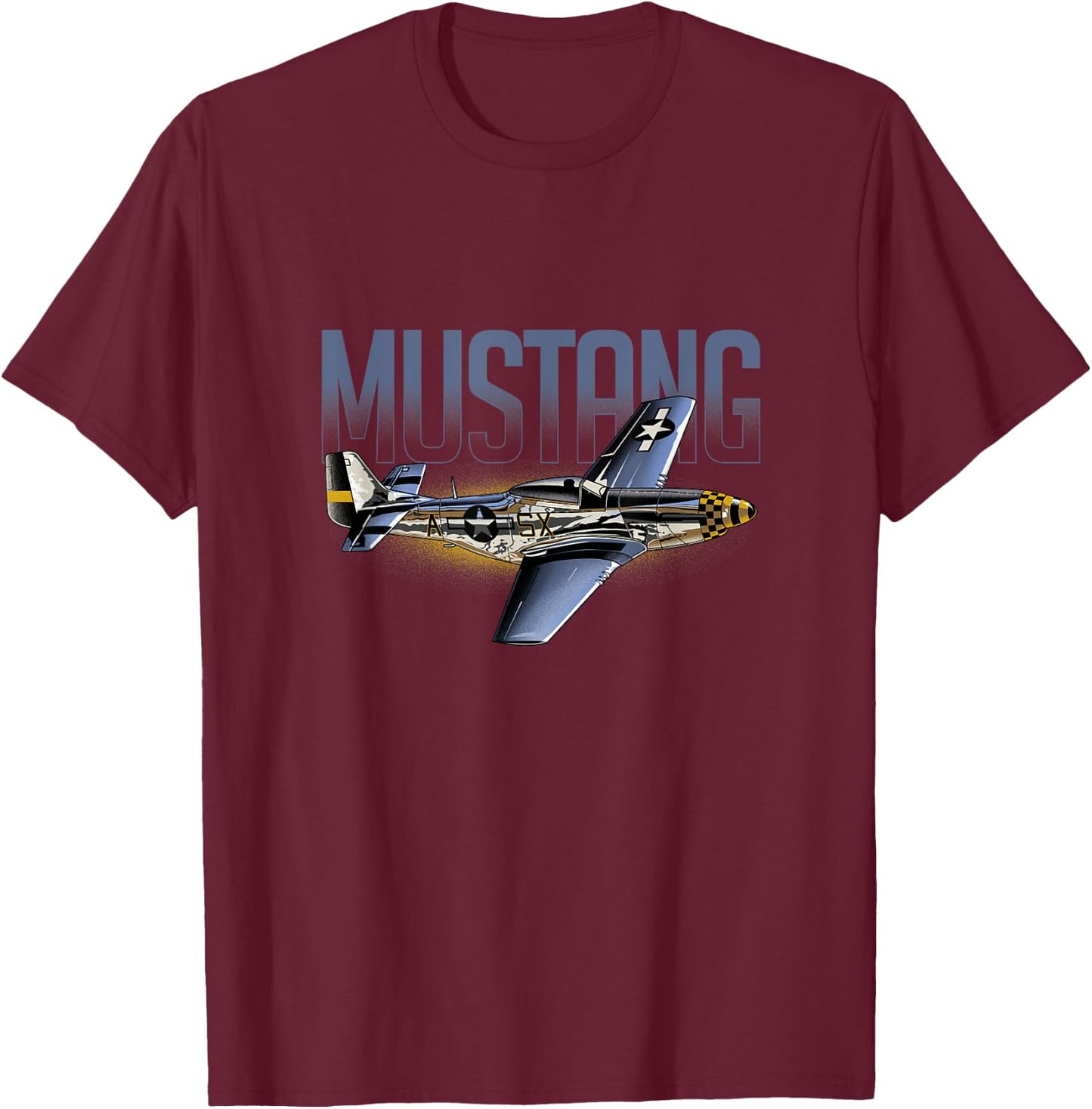 American Classics P51 Mustang World War II Military Airplane T-Shirt - T-Shirt | Maroon