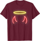 Cool Devil Horns Colorful with Angel Halo Ring Angel Ring T-Shirt - T-Shirt | Maroon