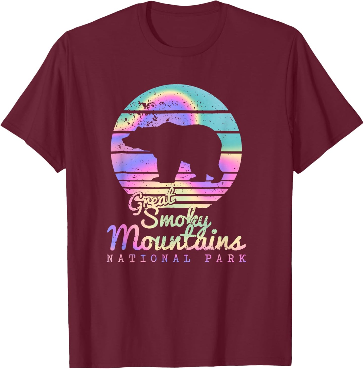 Retro Great Smoky Mountains National Park TN Bear T-Shirt - T-Shirt | Maroon