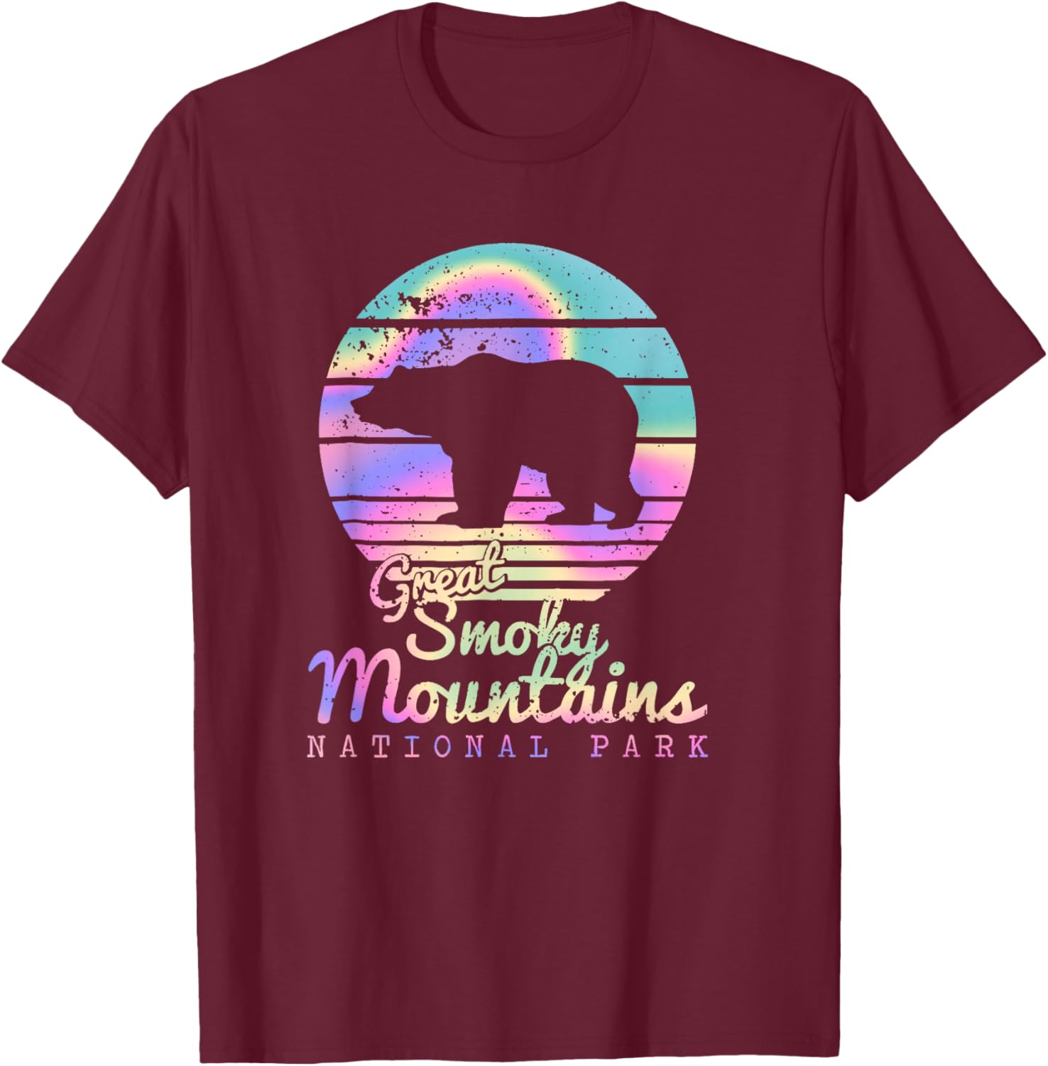 Retro Great Smoky Mountains National Park TN Bear T-Shirt - T-Shirt | Maroon