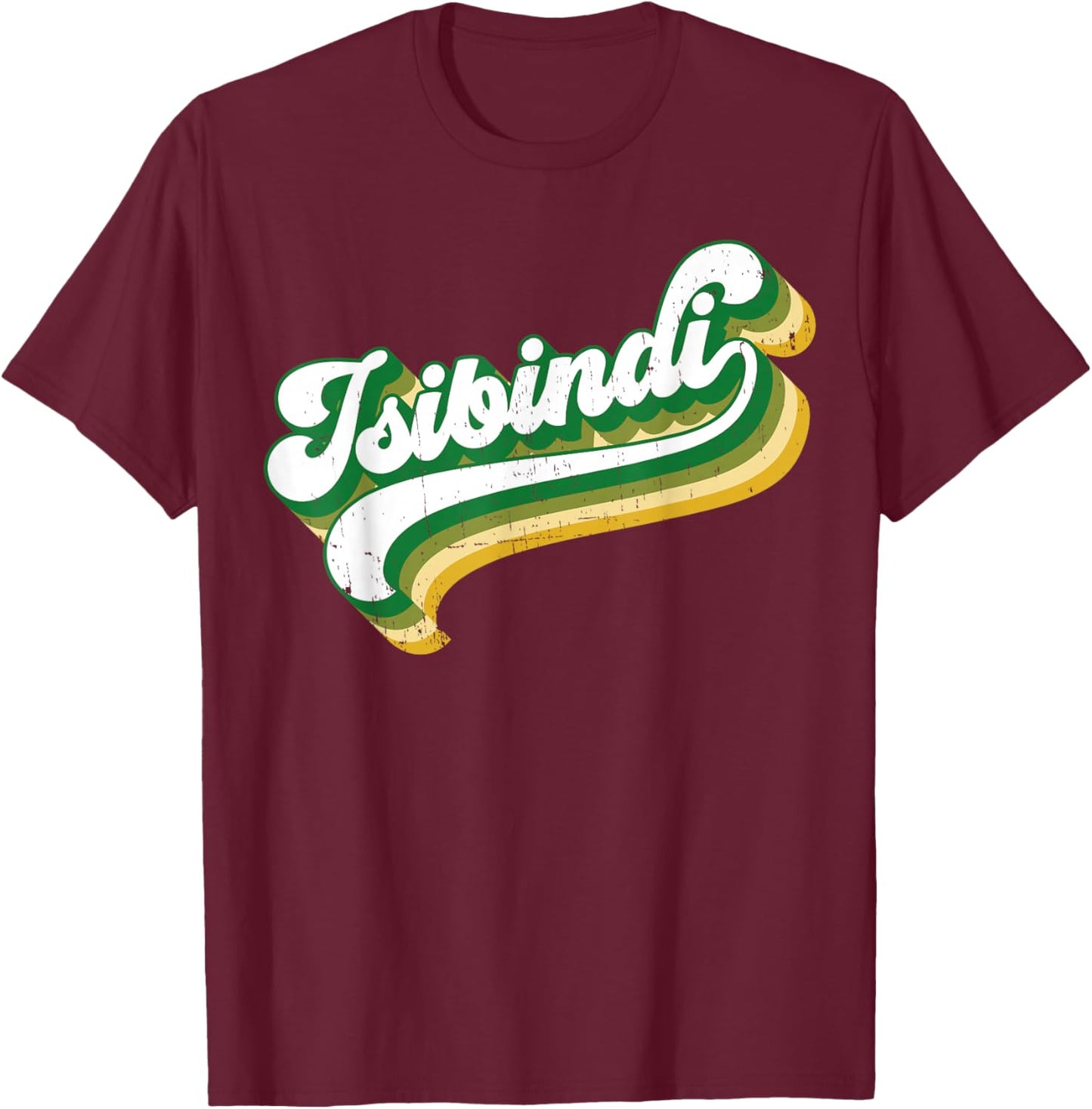 Isibindi - Colorful Groovy Retro Style School Spirit Wear T-Shirt - T-Shirt | Maroon