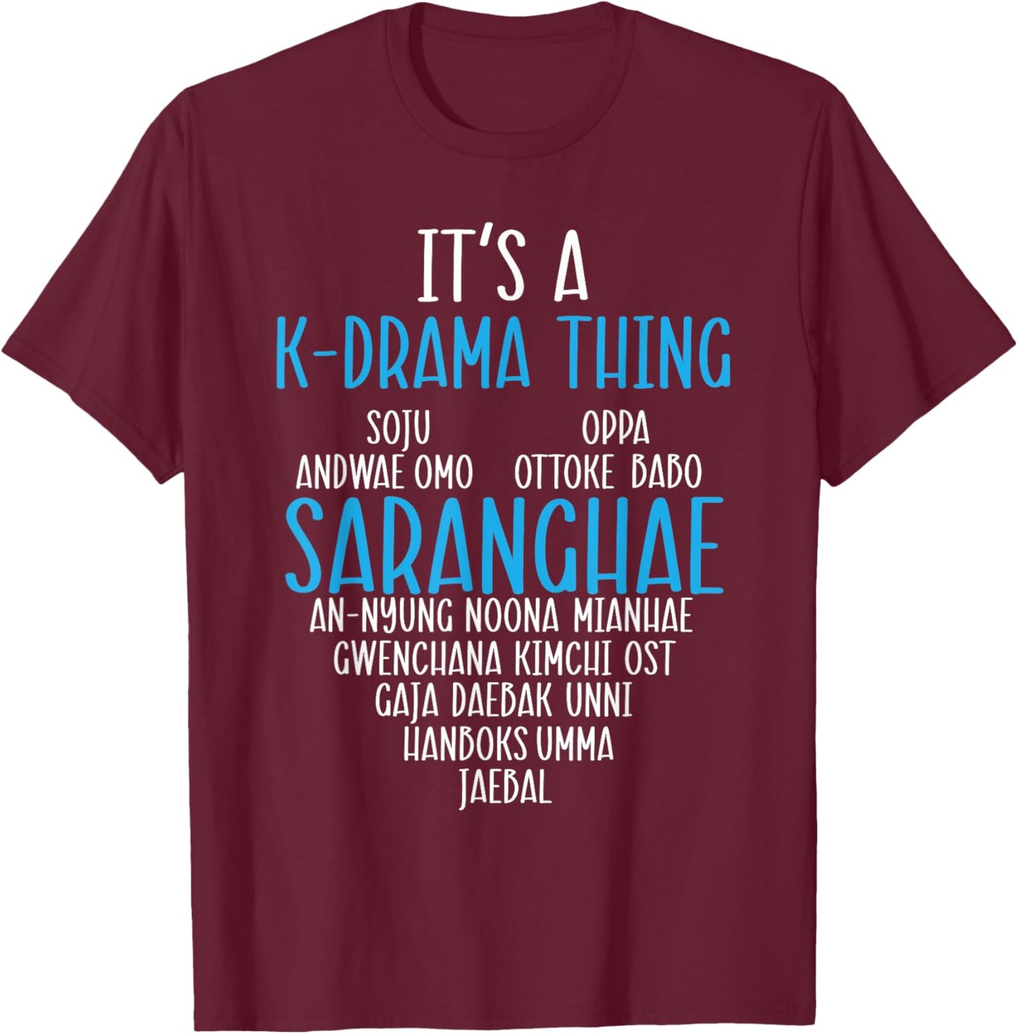 K Drama Oppa Korean Drama Finger Heart Saranghae K-Drama T-Shirt - T-Shirt | Maroon
