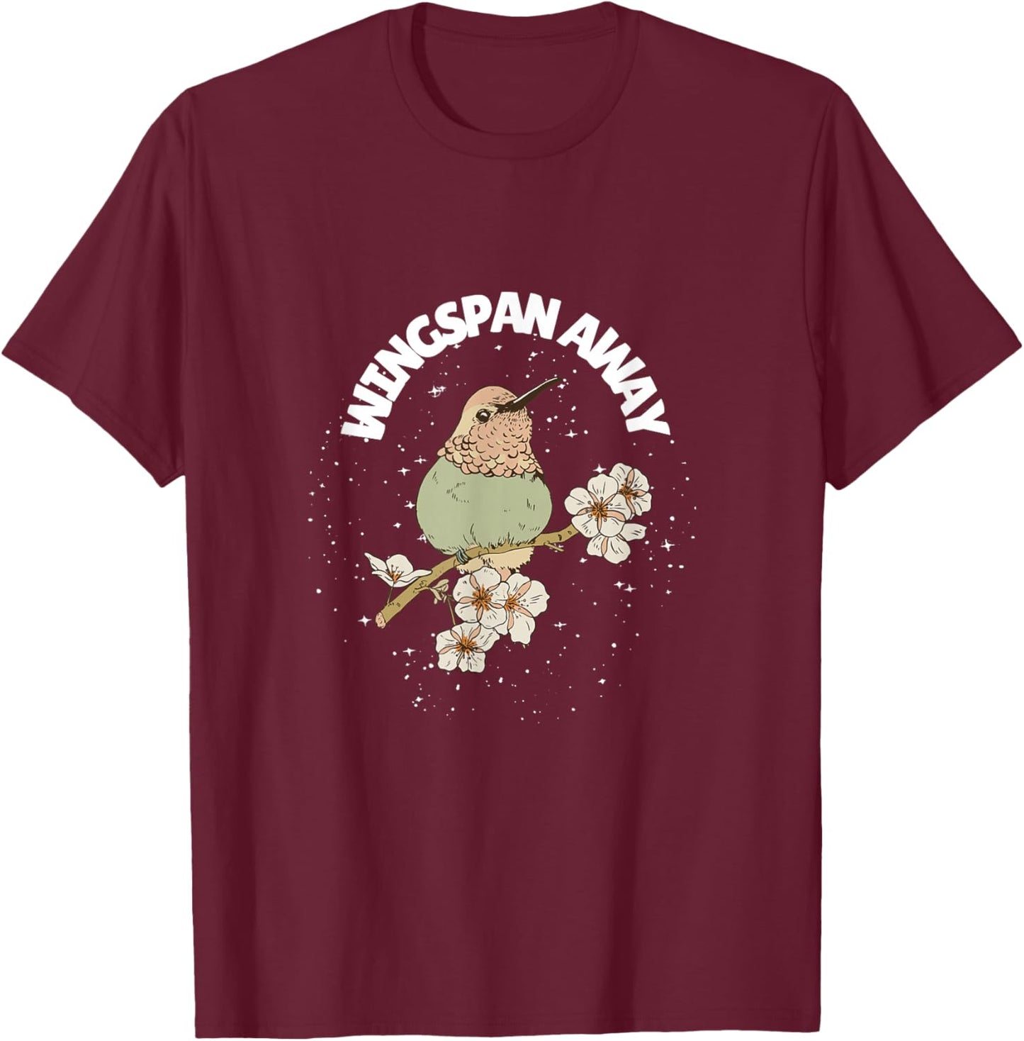 Wingspan Away Bird Lover Nature Retro Floral Style T-Shirt - T-Shirt | Maroon