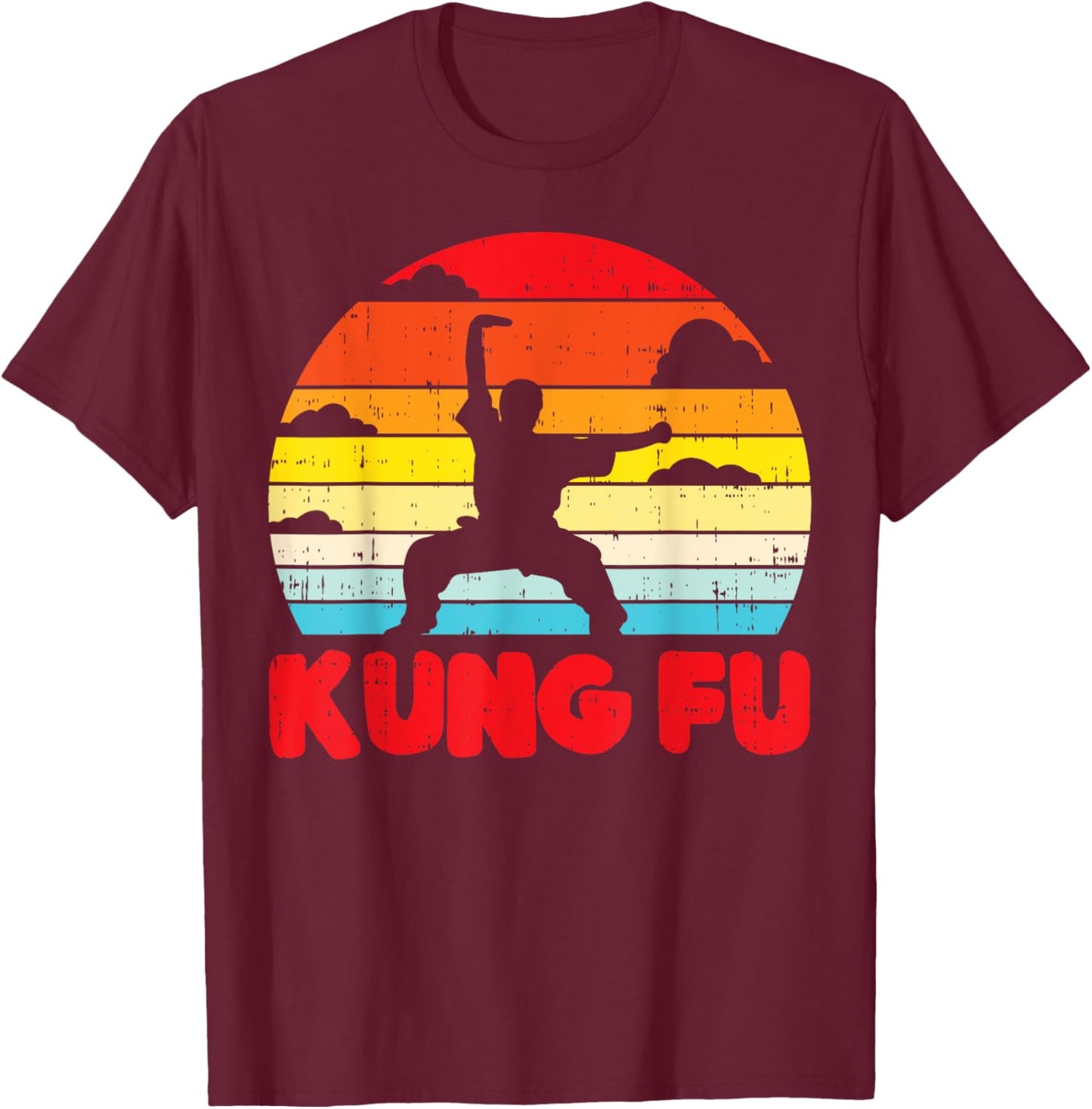 Kung Fu Horse Pose Retro Wushu Chinese Martial Arts Gift T-Shirt - T-Shirt | Maroon