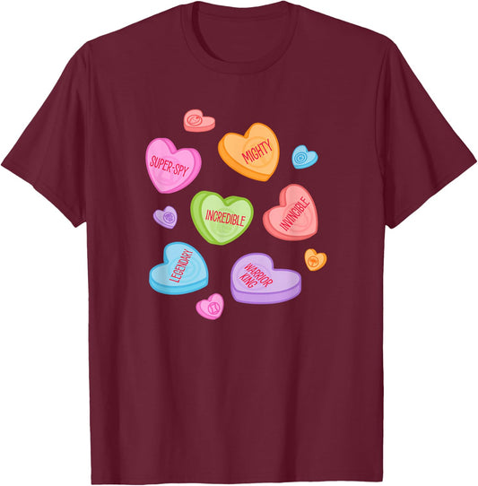 Marvel Avengers Candy Hearts Valentine's Day T-Shirt - T-Shirt | Maroon