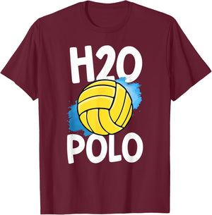 H2O Polo Water Polo Shirt Funny Player Ball Swim Men Boys T-Shirt - T-Shirt | Maroon