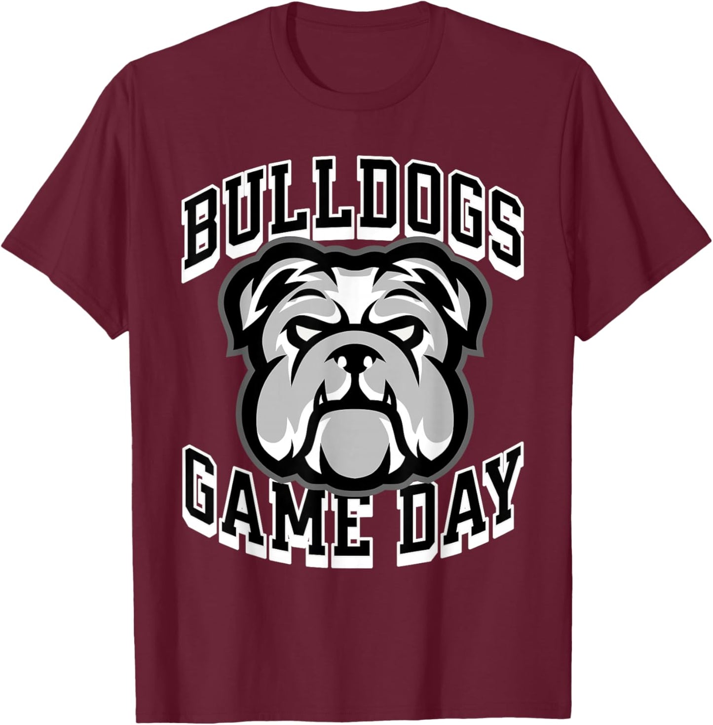 Bulldogs Game Day Sports Baseball Football Print Mom Dad T-Shirt - T-Shirt | Maroon
