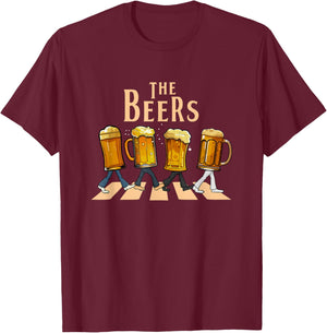 The Beers Abbey Road Parody Funny Beer Lovers T-Shirt - T-Shirt | Maroon