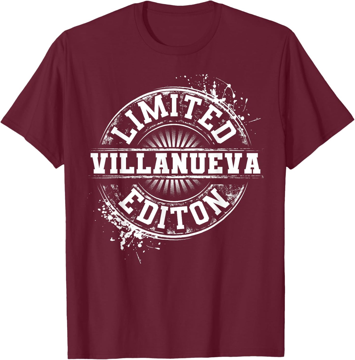 VILLANUEVA Funny Surname Family Tree Birthday Reunion Gift T-Shirt - T-Shirt | Maroon