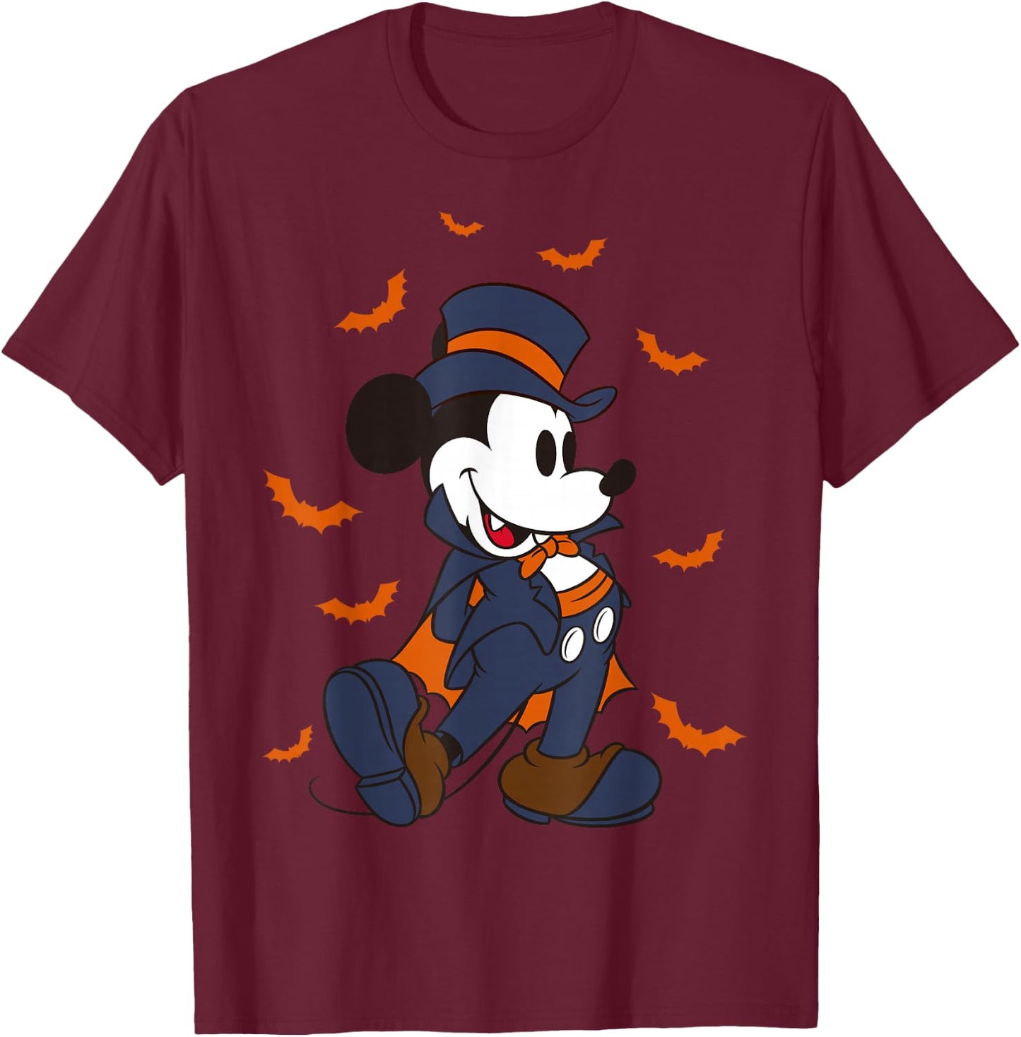 Disney Mickey & Friends Halloween Mickey Vampire Portrait T-Shirt - T-Shirt | Maroon