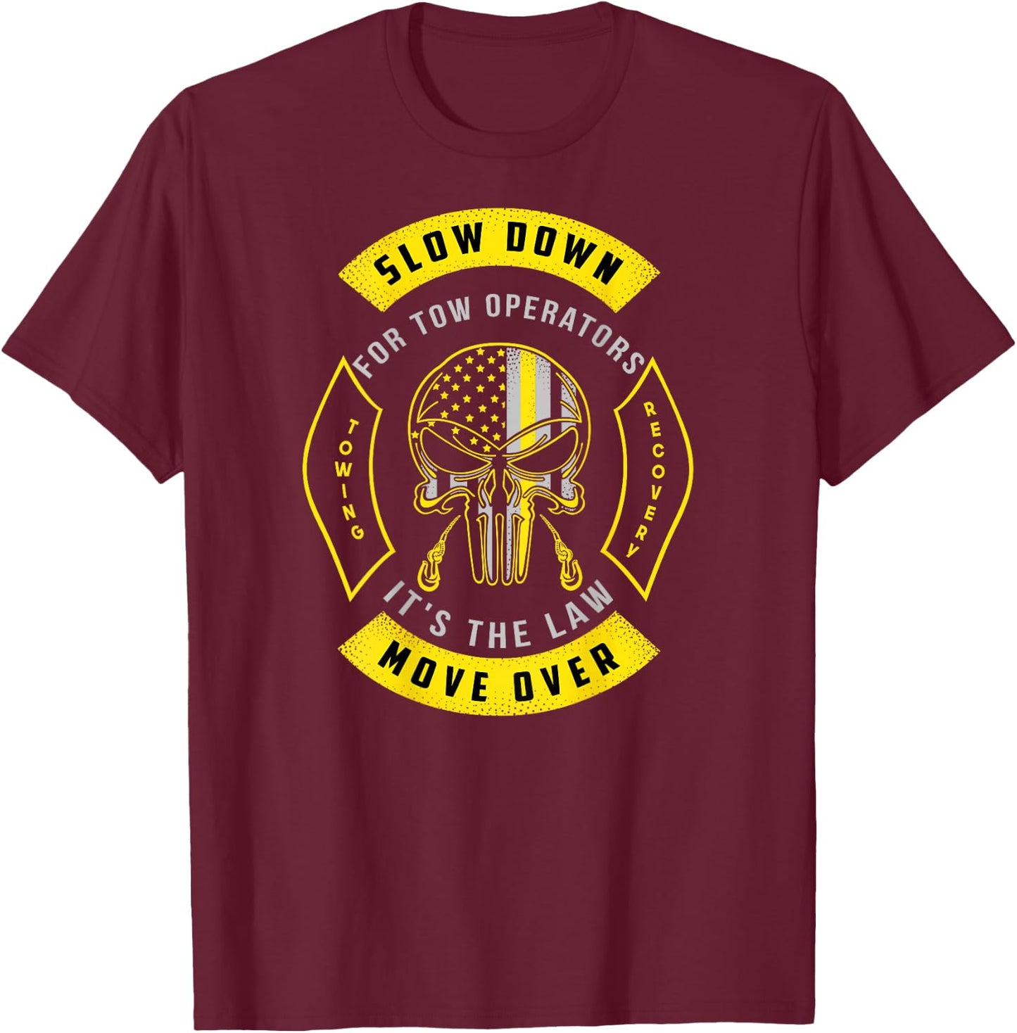 Tow Lives Matter Thin Yellow Line Tow Truck Driver Shirt T-Shirt - T-Shirt | Maroon